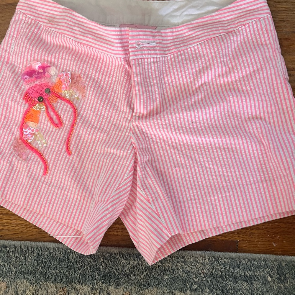 Lilly Pulitzer Pink Striped Women's Shorts with Embellishments